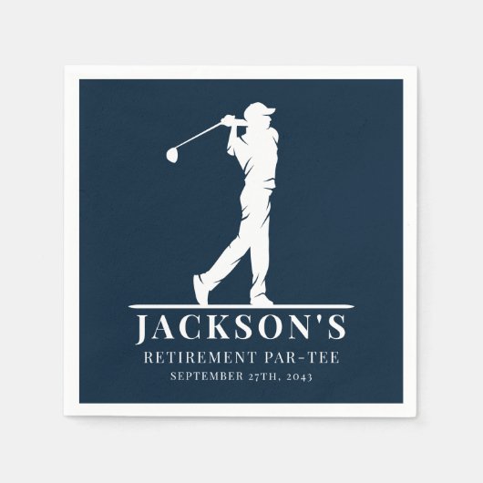 Navy Golf Themed Retirement Par-T Serviette (Vorderseite)
