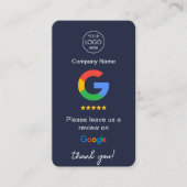 Navy Google überprüft QR Code Business Review Us Visitenkarte (Vorderseite)