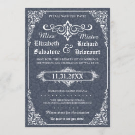 Navy Gothic Viktorianisch Damask Save the Data Date