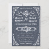 Navy Gothic Viktorianisch Damask Save the Data Date (Vorderseite)