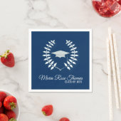 Navy Grad Cap & Blätter Paper Napkins Serviette (Beispiel)