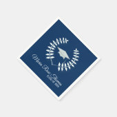 Navy Grad Cap & Blätter Paper Napkins Serviette (Ecke)