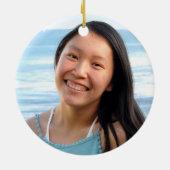 Navy Grad Foto Türkis Glitzer Skript Keepake Keramik Ornament (Hinten)