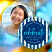 Navy Grad Foto Türkis Glitzer Skript Keepake Keramik Ornament