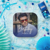 Navy Gradient Personalized Photo Birthday Pappteller (Party)