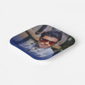 Navy Gradient Personalized Photo Birthday Pappteller (Gewinkelt)