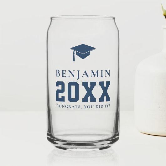 Navy Graduation Cap Personalisiert einfaches Grand Dosenglas