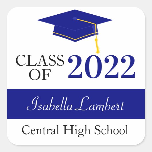 Navy Graduation Party Gefallen Dankeschön Labels Quadratischer Aufkleber (Vorderseite)