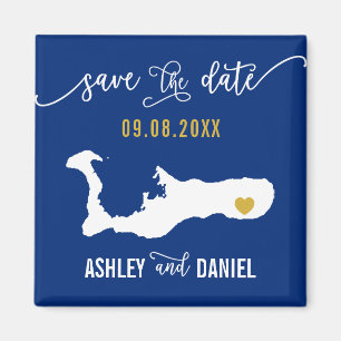 Navy Grand Cayman Wedding Save the Date Map Magnet