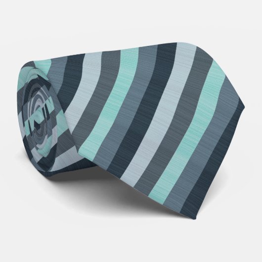 Navy Grau Aquamarin Striped Neck Tie Krawatte (Gerollt)