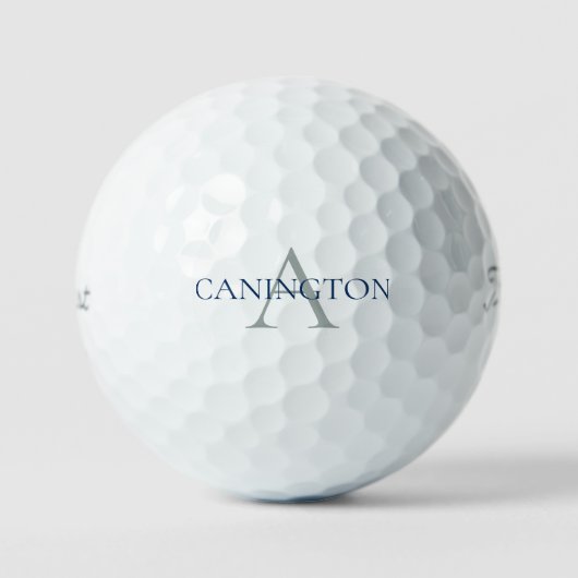 Navy & Grau Initialen & Nachname Titleist Pro V1 Golfball (Vorderseite)
