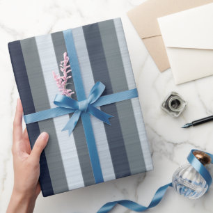 Navy-Graustreifen  Geschenkpapier
