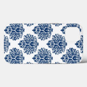 Navy Gray Elegant Damask Case-Mate iPhone Hülle (Rückseite (Horizontal))