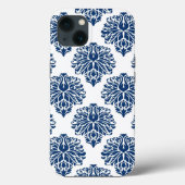 Navy Gray Elegant Damask Case-Mate iPhone Hülle (Rückseite)