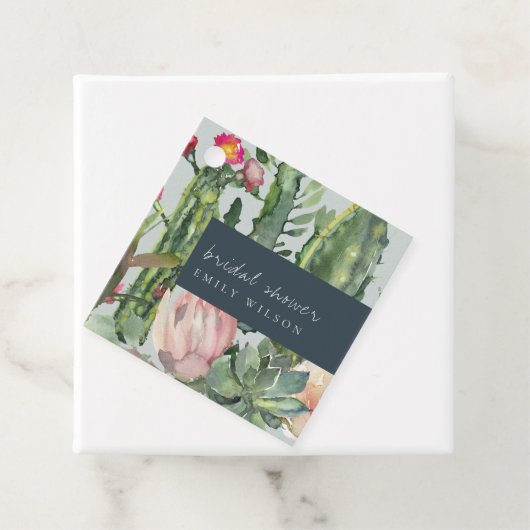 NAVY GRAY FLORAL DESERT CACTI FAUNA BRAUTPARTY GESCHENKANHÄNGER (Beispiel)