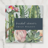 NAVY GRAY FLORAL DESERT CACTI FAUNA BRAUTPARTY GESCHENKANHÄNGER (Vorderseite)