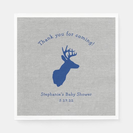 Navy Gray Oh Deer Buck Baby Dusche Dekoration Serviette (Vorderseite)