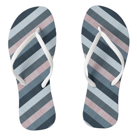 Navy Gray Pink Striped Badesandalen (Fußbett)