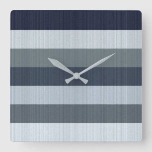Navy Gray Stripes Throw Pillow Quadratische Wanduhr