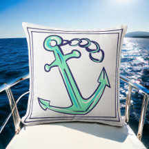 Navy Green Anchor Nautical Boat Coast
