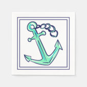 Navy Green Anchor Nautical Coastal Serviette (Vorderseite)