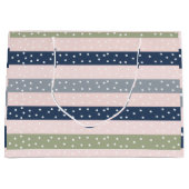 Navy Green and Gray Polka Stripe Pattern – Elegant Große Geschenktüte (Vorderseite)