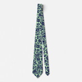 Navy & Green Floral Damasks Krawatte (Vorderseite)