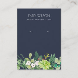 NAVY GREEN FOLIAGE ERFOLGREICHE PEONY EARRING DISP VISITENKARTE
