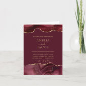 Navy Green & Gold Foil Agate Einladung modern (Vorderseite)