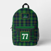 Navy green gold Tartan Plaid checkered Notre Dame Bedruckter Rucksack (Vorderseite)