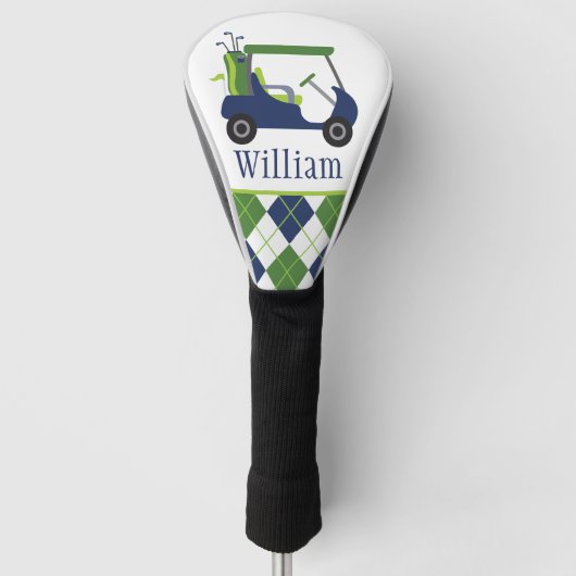 Navy & Green Golf Cart Golf Head Cover Headcover (Vorderseite)
