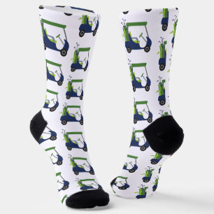 Navy & Green Golf Cart Muster Socken
