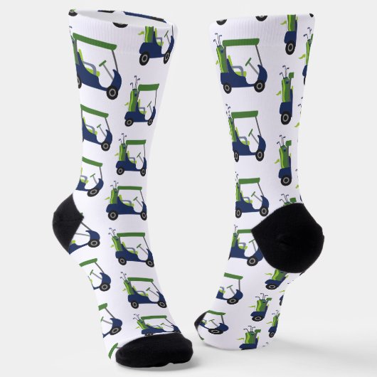 Navy & Green Golf Cart Muster Socken (Gewinkelt)