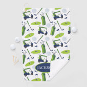 Navy & Green Golf Personalisiert Golfhandtuch (Insitu)
