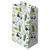 Navy & Green Golf Personalisiert Kleine Geschenktüte (Rückseite Schrägansicht)