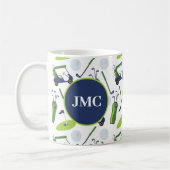 Navy & Green Golf Personalisiert Mit Monogramm Kaffeetasse (Links)