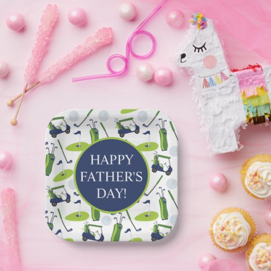 Navy & Green Golf Personalisiert Pappteller (Party)