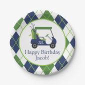 Navy & Green Golf Personalisiert Party Teller (Vorderseite)