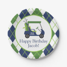 Navy & Green Golf Personalisiert Party Teller