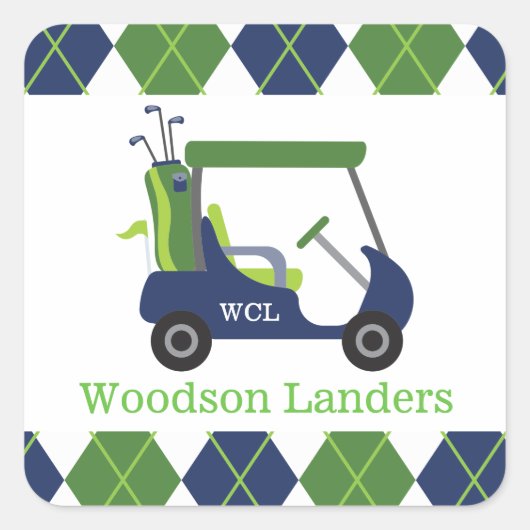 Navy & Green Golf Personalisiert Stickers (Vorderseite)