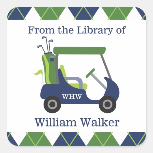 Navy & Green Golf Personalisiert Stickers (Vorderseite)