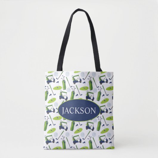 Navy & Green Golf Personalisiert Tasche (Vorderseite)