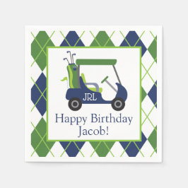 Navy & Green Golf Personalisiertes Party Napkins Serviette