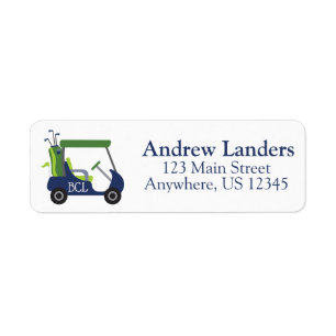 Navy & Green Golf Rücksendeadressen-Aufkleber