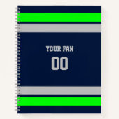 Navy, Green & Gray Football Team Spiral Notizblock (Vorderseite)