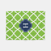 Navy & Green Monogram | Fleece Blanket (Vorderseite (Horizontal))