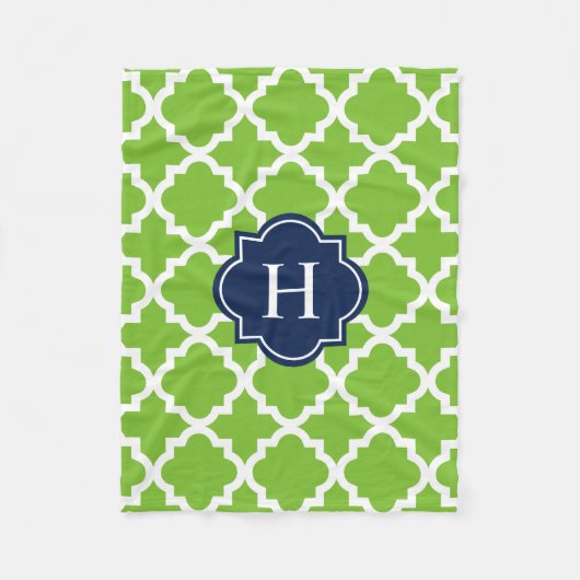 Navy & Green Monogram | Fleece Blanket (Vorderseite)