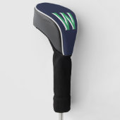 Navy Green Monogram Golf Headcover (angewinkelt)