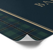 Navy Green Plaid Teddy Bear Baby Shower Welcome Poster (Ecke)