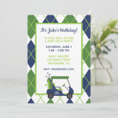 Navy & Green Raute Golf Party Einladungen (Stehend Vorderseite)